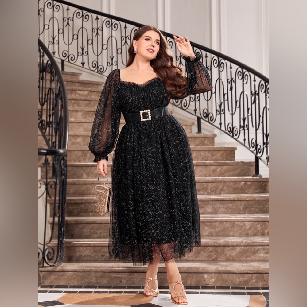 SHEIN size 1X sheer dress WITH BELT